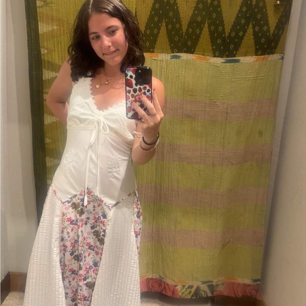 White Floral Dress with Lace Details, EARTHBOUND TRADING CO